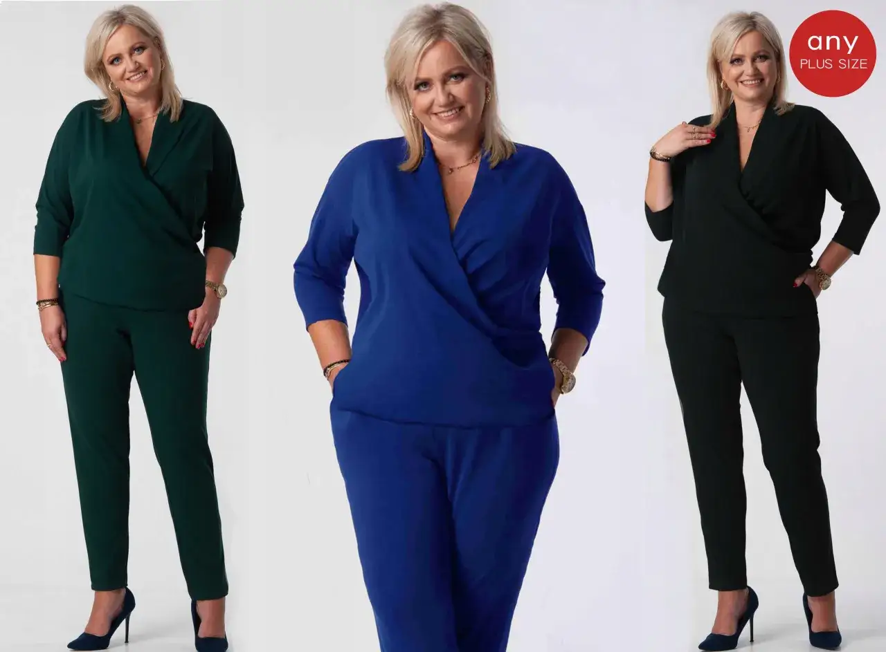 Kombinezony plus size materiały i kolory