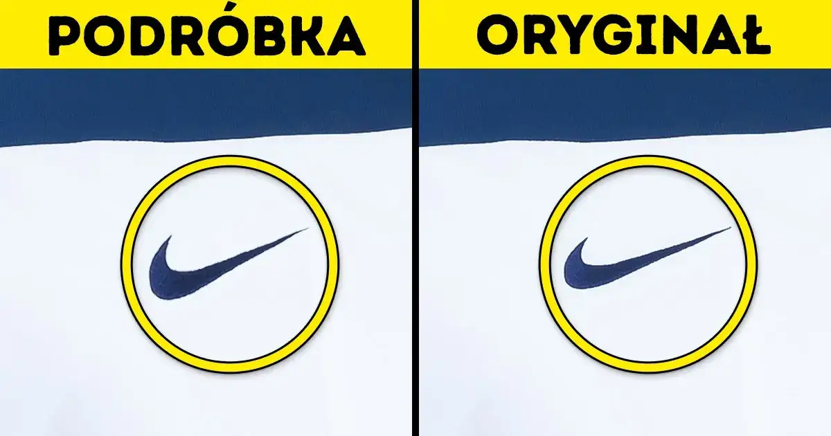 Por&oacute;wnanie oryginalnego logo Nike Swoosh haft vs podr&oacute;bka